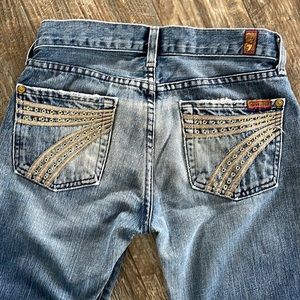 7 For All Man Kind Dojo sz 24. inseam 30” eyelets on 7’s lighter denim. Trouser